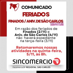 📢 COMUNICADO | SINCOMERCIO SÃO CARLOS